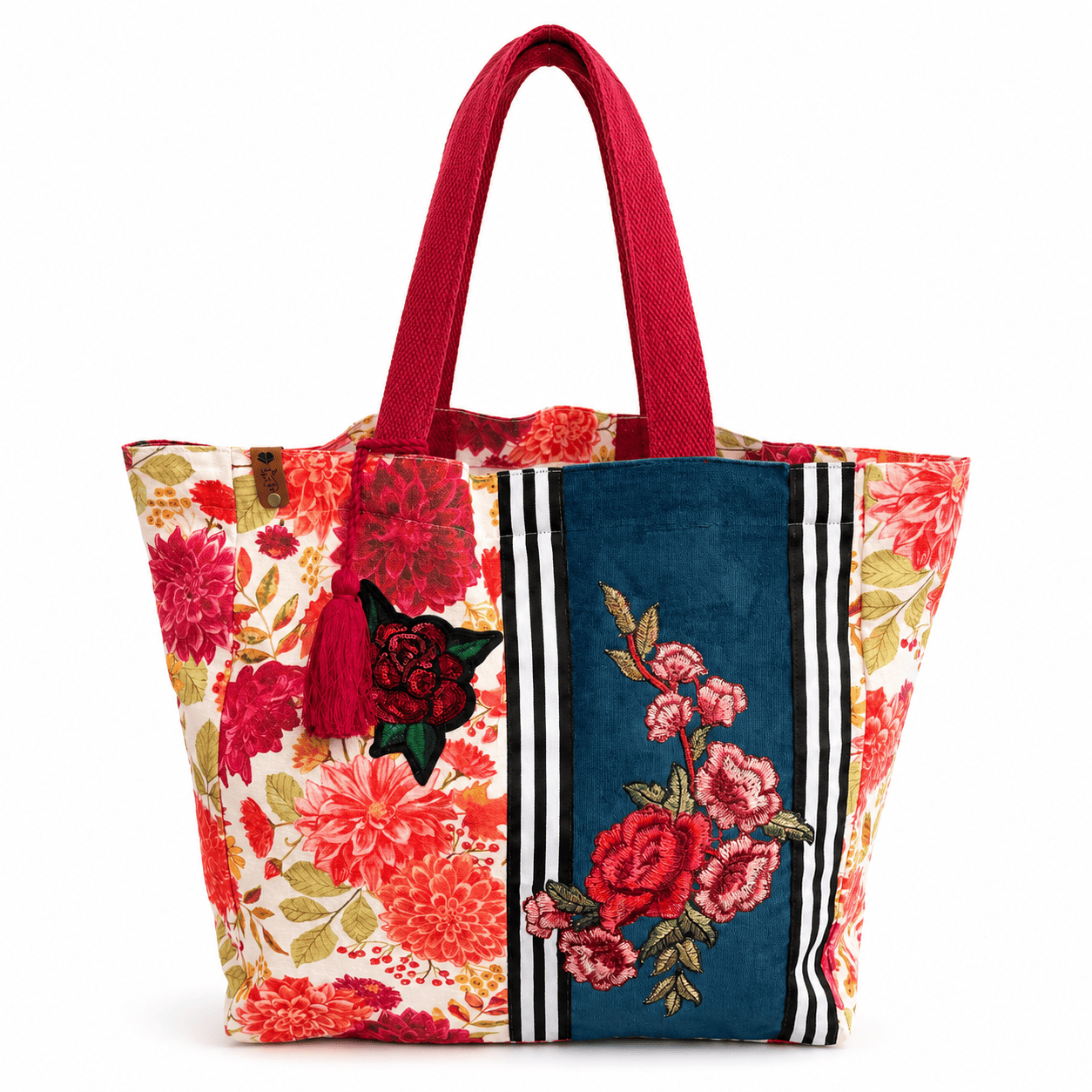 Tote Bag Toile Imprimé Floral Roses & Dahlias